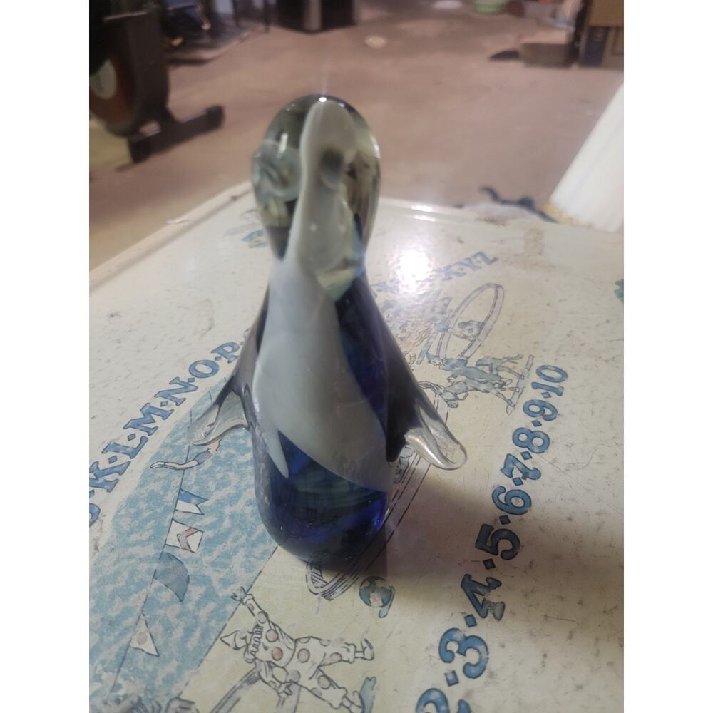 Cobalt Blue And Clear Glass Penguin